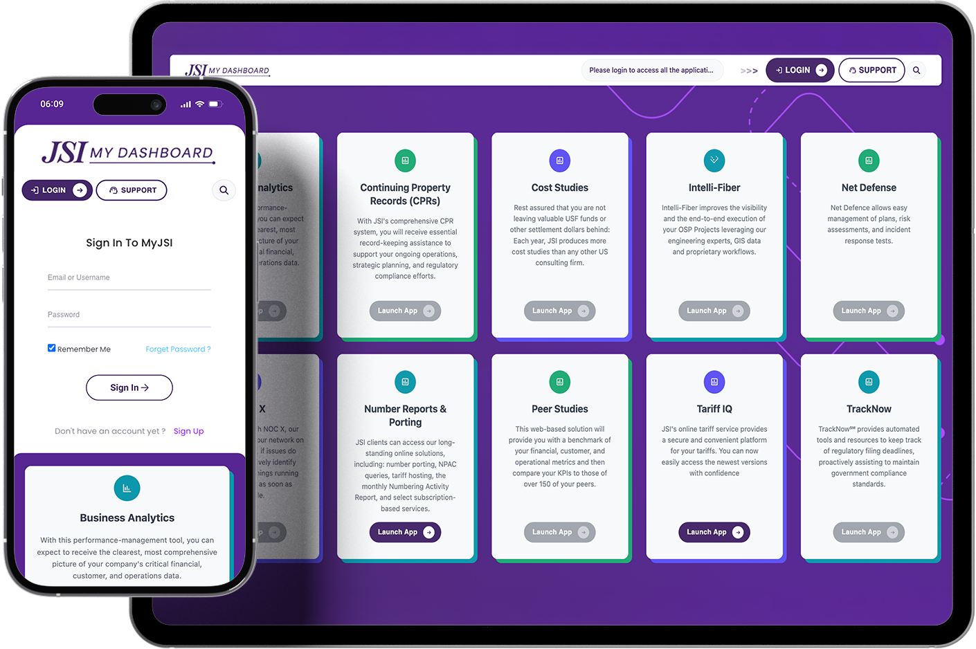 Preview of the JSI Dashboard page